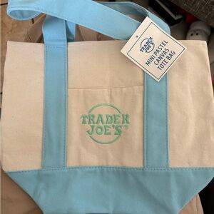 Trader Joe’s mini Patel blue Canvas Tote Bag